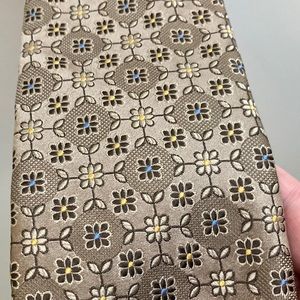 Robert Talbott for Nordstrom 100% Silk Tie Tan with Blue/Yellow accent